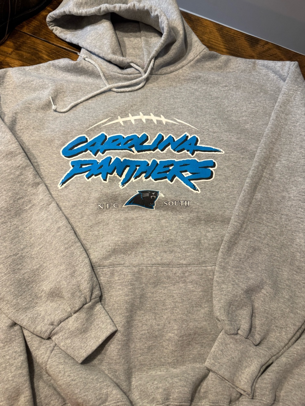 NFL Team Apparel Carolina Panthers Grey Long Sleeve Hoodie Men’s Size XLarge
